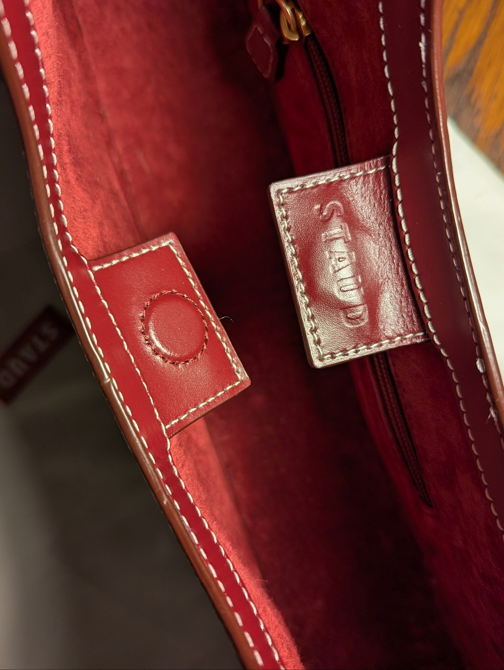 STAUD Crescent Leather Shoulder Bag in Raspberry - Picture 3 of 7